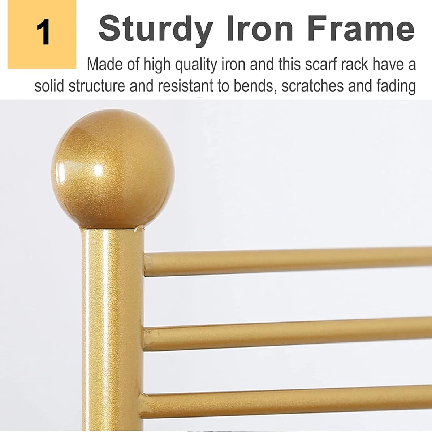 Floor-Standing Metal Spiral Scarf Display Stand, Industrial Style Iron Storage Hanger Hair Rack, Hijab Scarves Leggings Tae Kwon Do Belt, Closet Racks for Hanging Clothes(Gold-28 Rods)