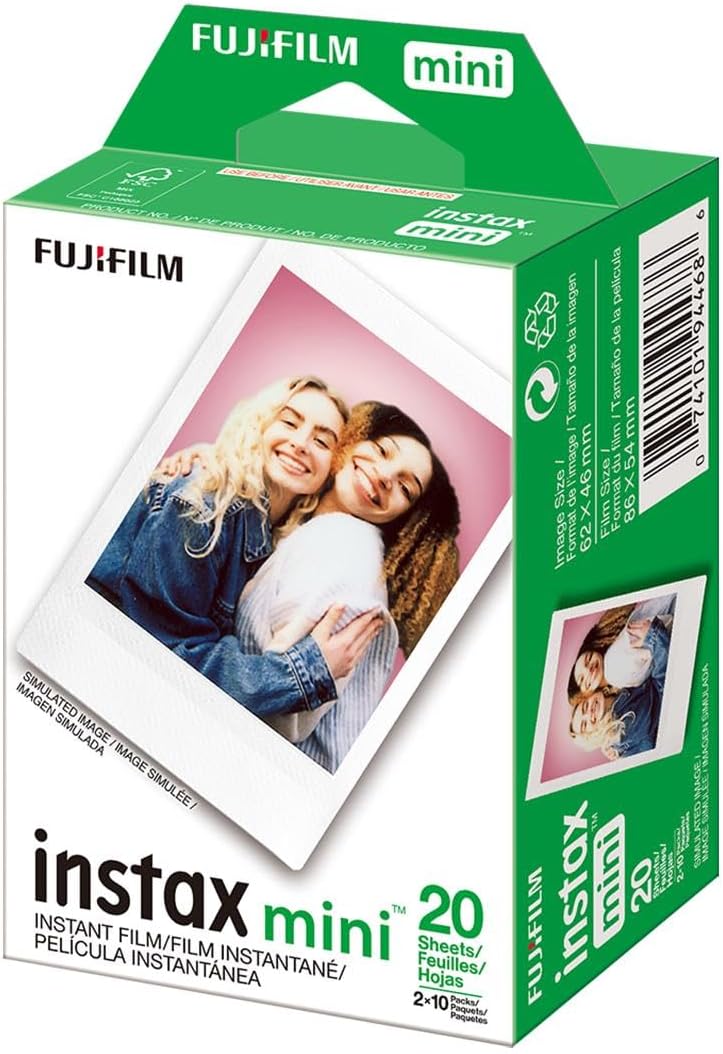 Fujifilm Instax Mini Evo Instant Film Camera, Black, Bundle with Fujifilm instax mini Instant Daylight Film Pack 20 Exposures, Slinger Alpine 2 Camera Bag, Lexar 32GB Memory Card w/SD Adapter