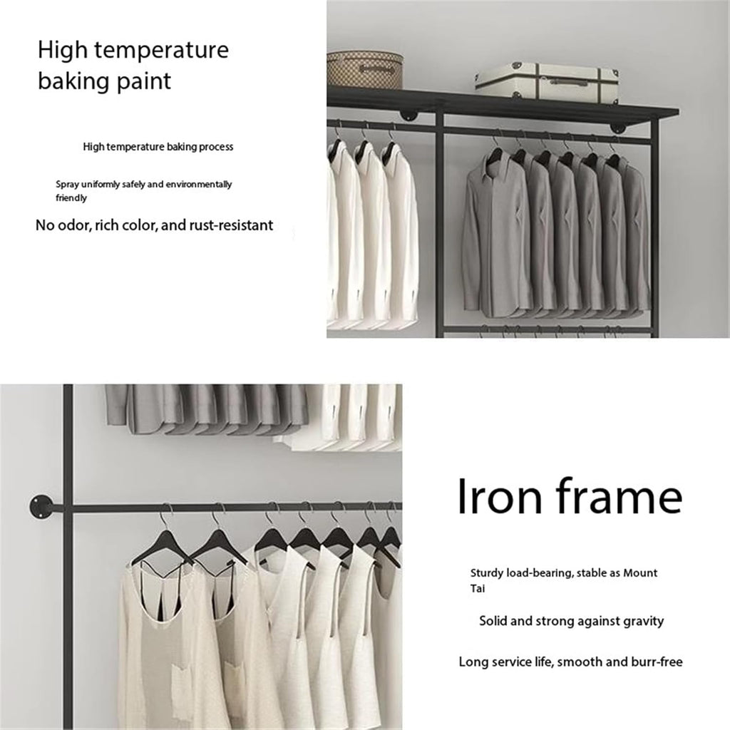 Clothing Rack Double-Layer Wall Display Hanging Rack for Clothing Stores Home Use Bedroom(Medium)
