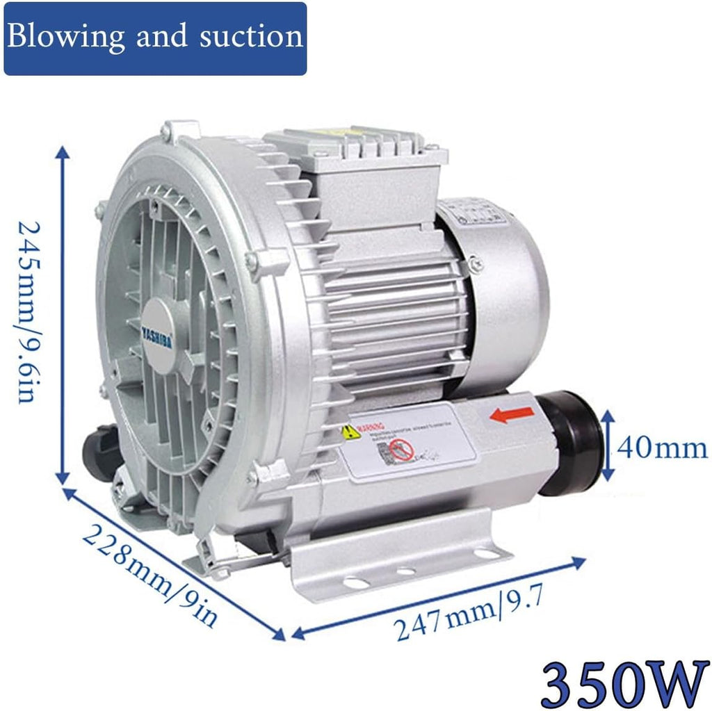 110V Vortex Ring Blower Industrial Regenerative Blower strong centrifugal vortex fan Large Airflow Vacuum Pump 120W 250W 350W 750W for Aquaculture Pond Aeration(350W)