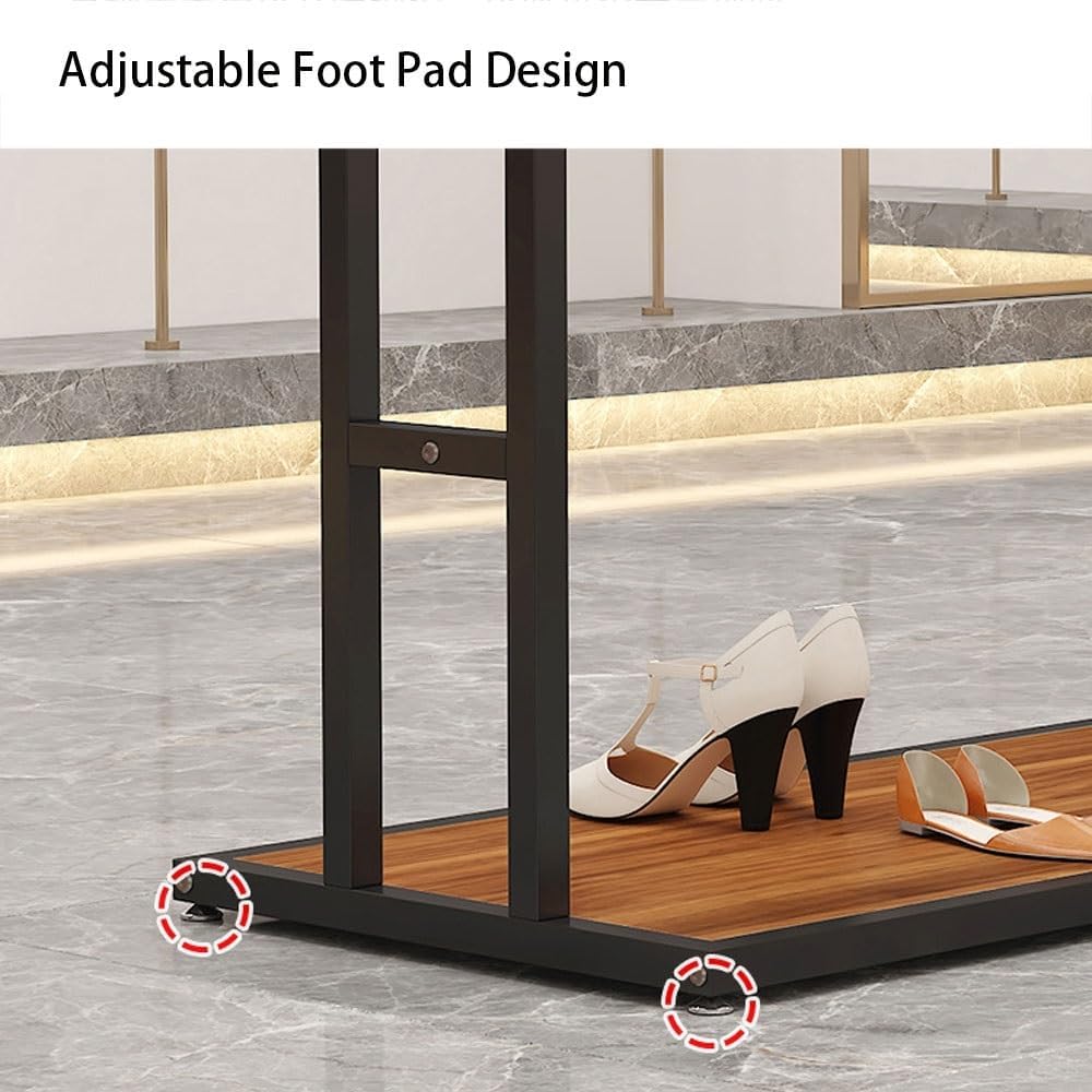 Floor Standing Metal Garment Rack, Portable Clothing Rack, Heavy Retail Display Racks, Merchandise Display Rack for Hanging Clothes, Clothing Rack with Shelves(Black,100cm/39.4in)