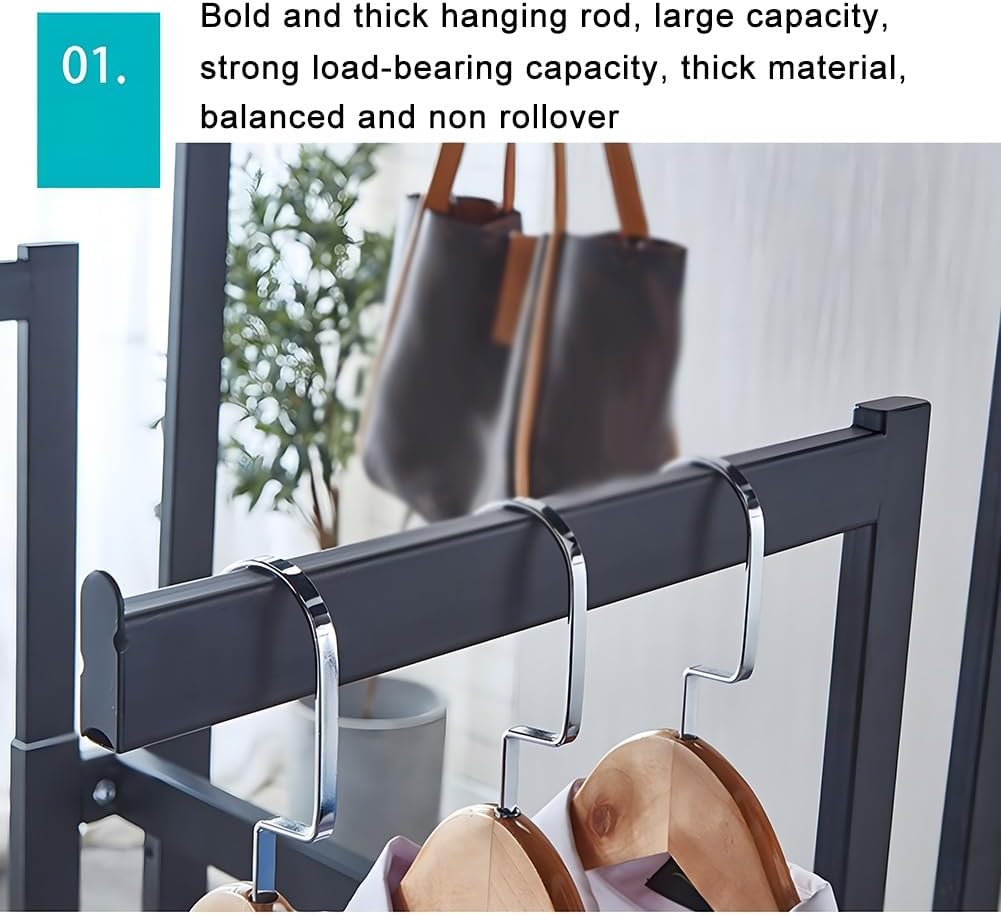Floor Standing Clothing Store Metal Garment Rack, 6 Way Heavy Duty Clothing Display Stand, Adjustable Lifting Hanging Clothes Racks, for Boutiques, Laundry Room (Silver 116x84x160cm)