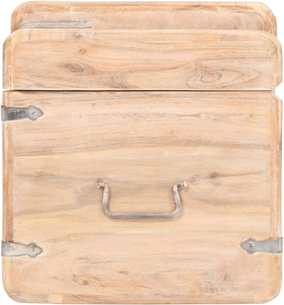 vidaXL White Solid Acacia Wood Chest in White