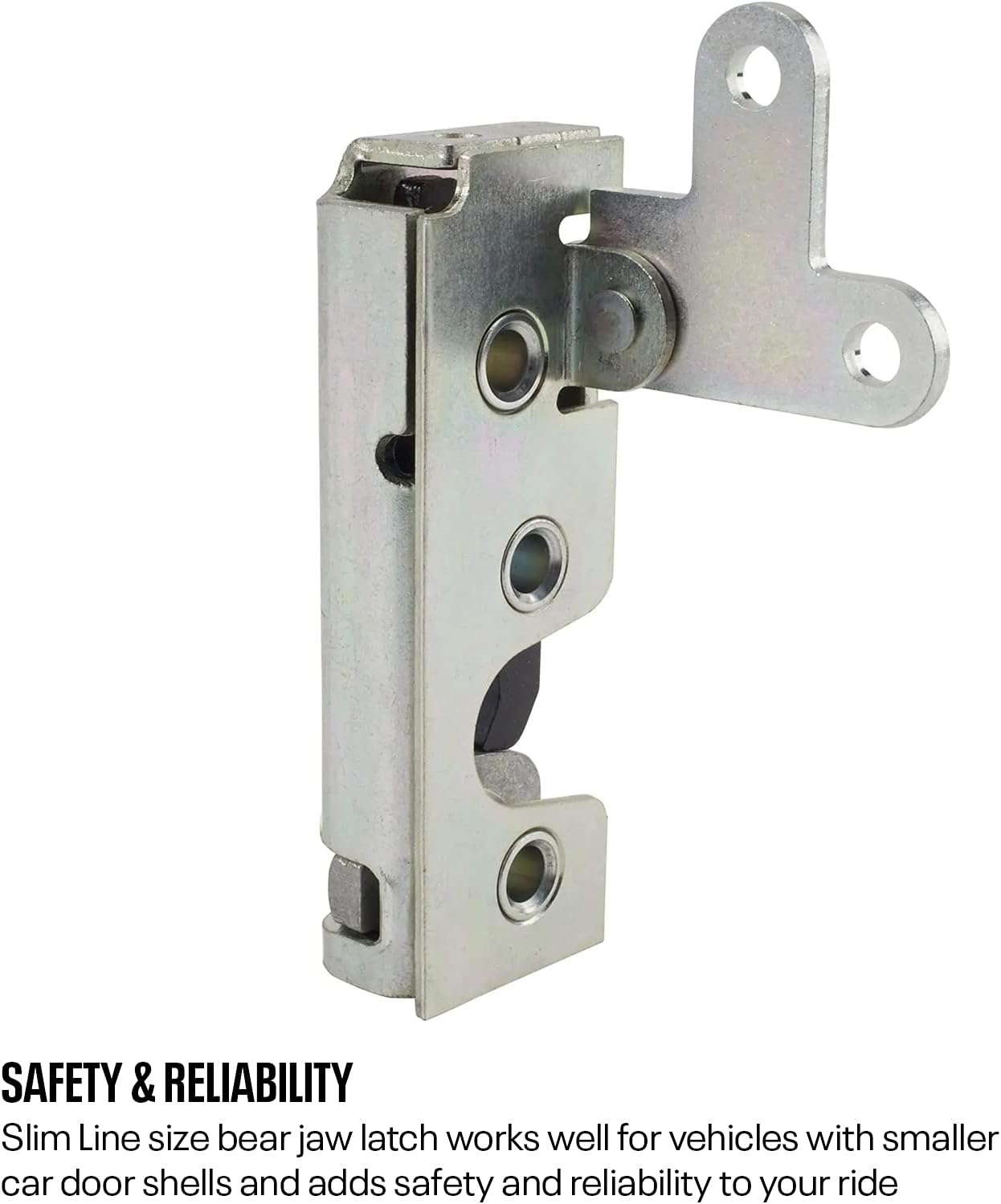 Speedway Motors Universal Slim Line Bear Jaw Complete Door Latch Kit Includes Left and Right Latches Mounting Plates Striker Pins Cage Nut Plates for Street Rods