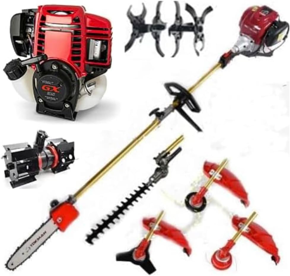 GX35 5 in 1 Brush Cutter 4 Strokes Gas Weed Eater Lawn Mower String Trimmer +2 cultivators Tiller