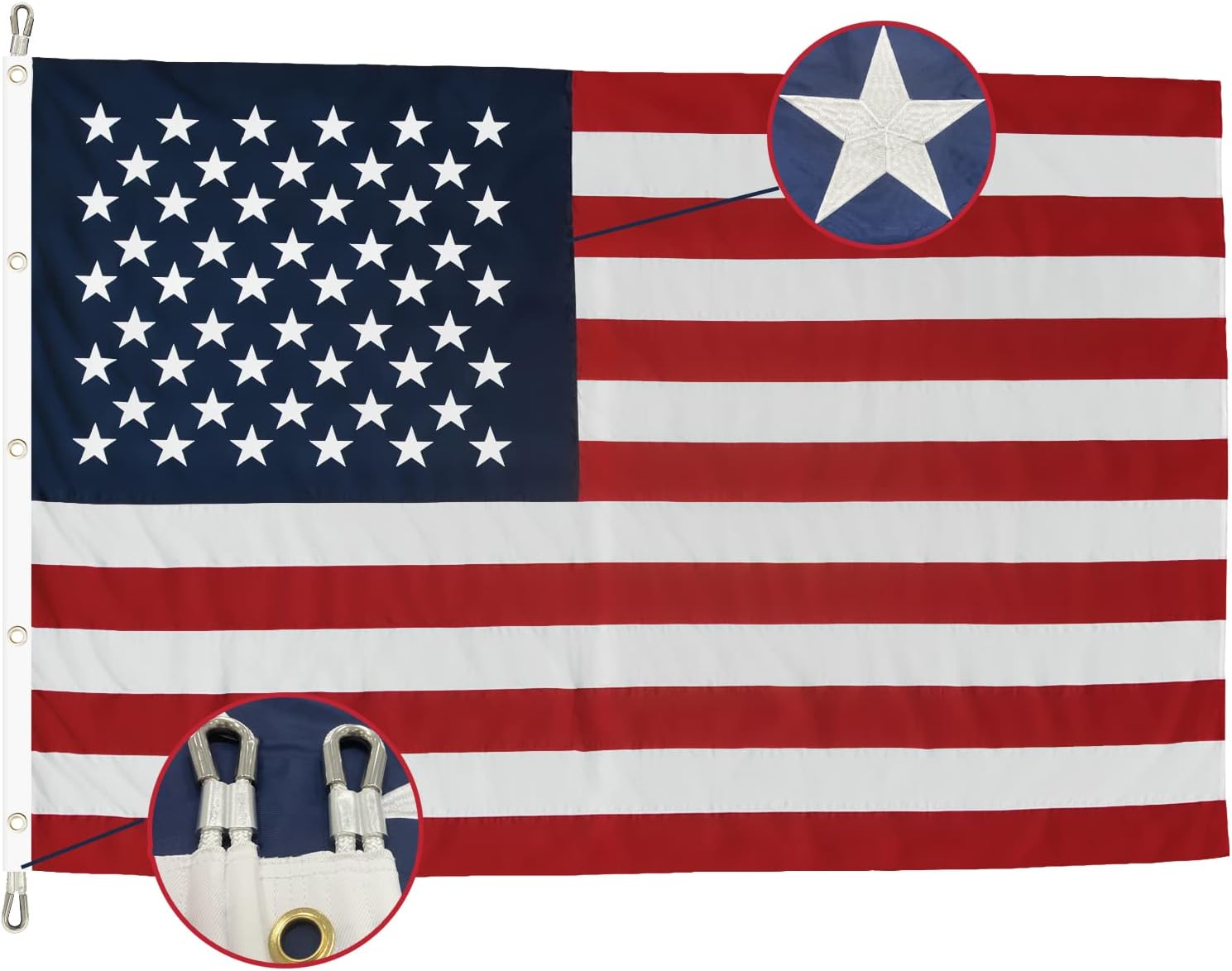 TOPFLAGS American Flag 12x18 Ft Large US Flags Heavy Duty Embroidered Stars Sewn Stripes USA Giant Flags Outdoor 5 Brass Grommets for Outside Wall
