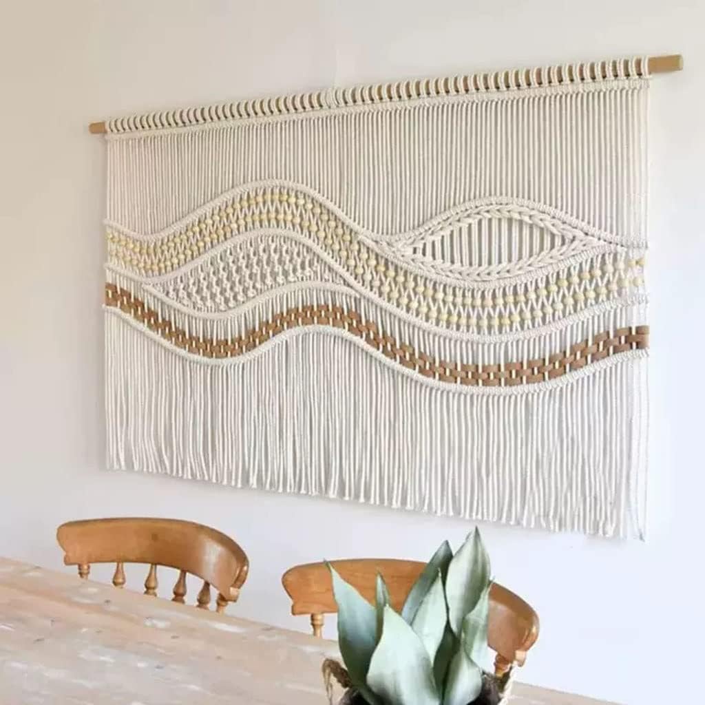 Macrame Wall Hanging Nordic Hand-Woven Tapestry, The Living Room Sofa Background Cloth, Simple Wall Hanging Painting of Homestay (Size : 130x90cm)