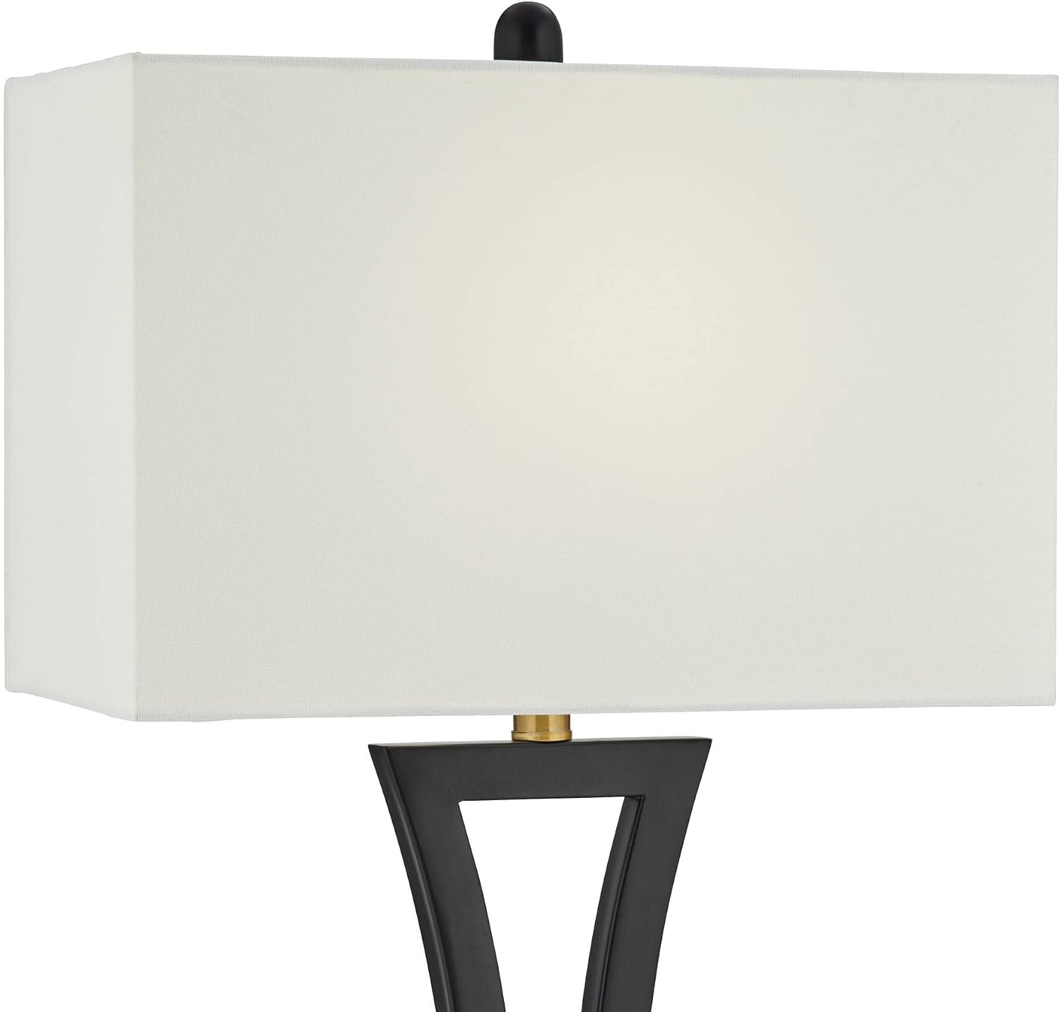 360 Lighting Roxie Modern Table Lamps with Clear Acrylic Risers USB Charging Port 31' Tall Set of 2 Black Off-White Rectangular Fabric Shade Decor for Bedroom Living Room Bedside Nightstand