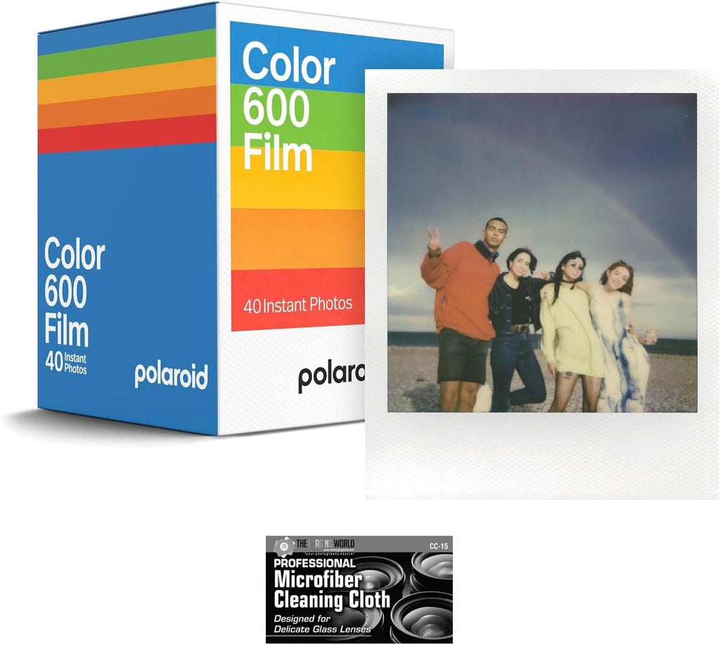 Polaroid Color Instant Film for 600 and i-Type Cameras 5-Pack Bundle with a Cleaning Cloth