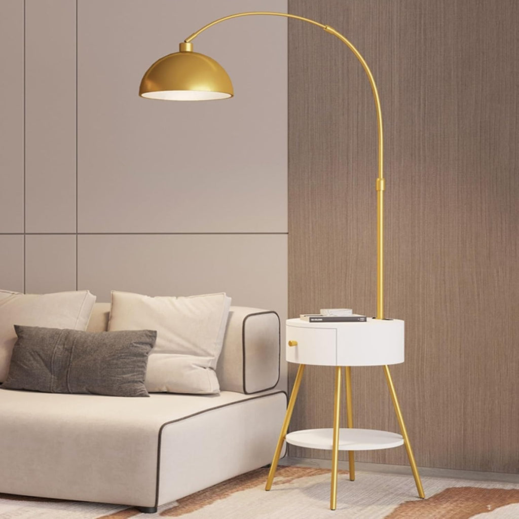 Floor Lamp Set Table and with LED Bulb, Desk Wireless Charger and USB Port, Modern Side Bedroom, Living Room, Office