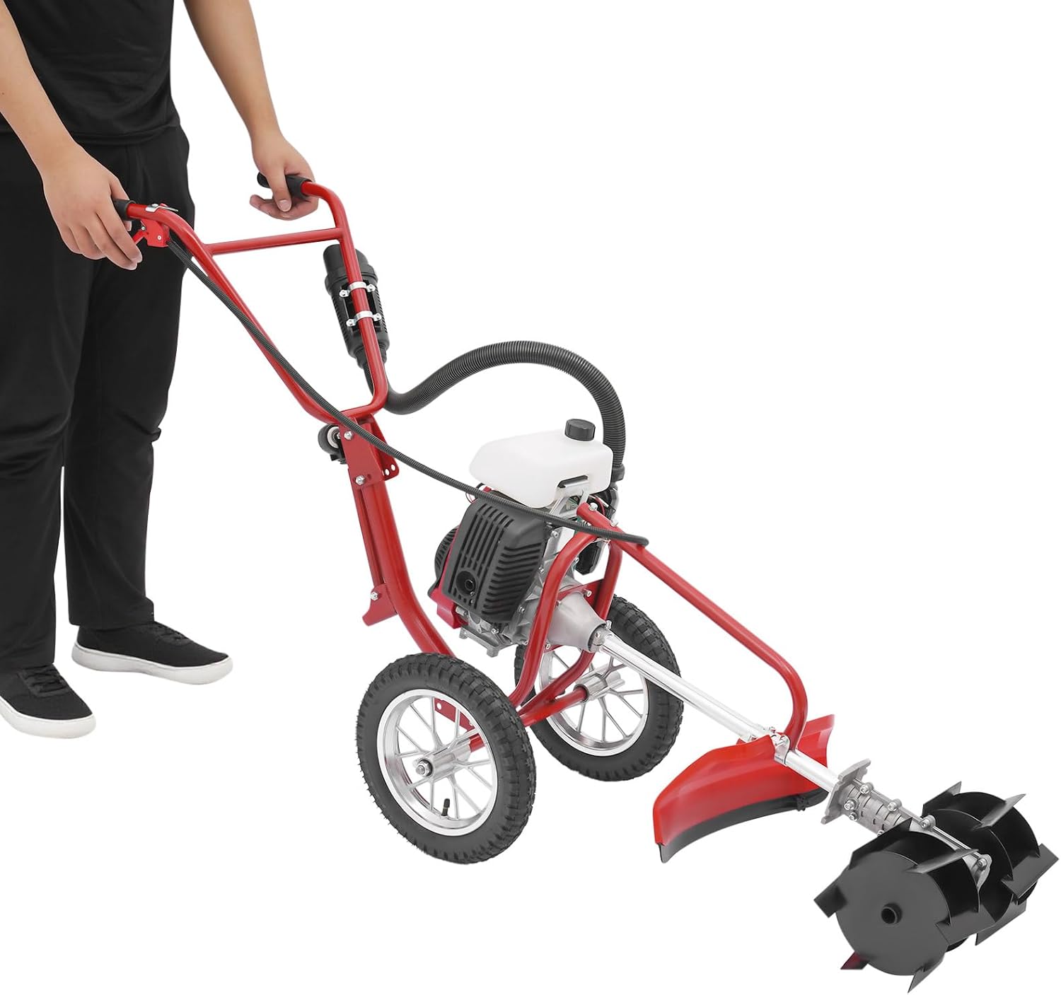63CC Gas Powered Tiller Cultivator 4-Stroke Garden Tiller Cultivator,Pull Start Air-Cooled for Farms, Parks, Gardens, Courtyards, Fields