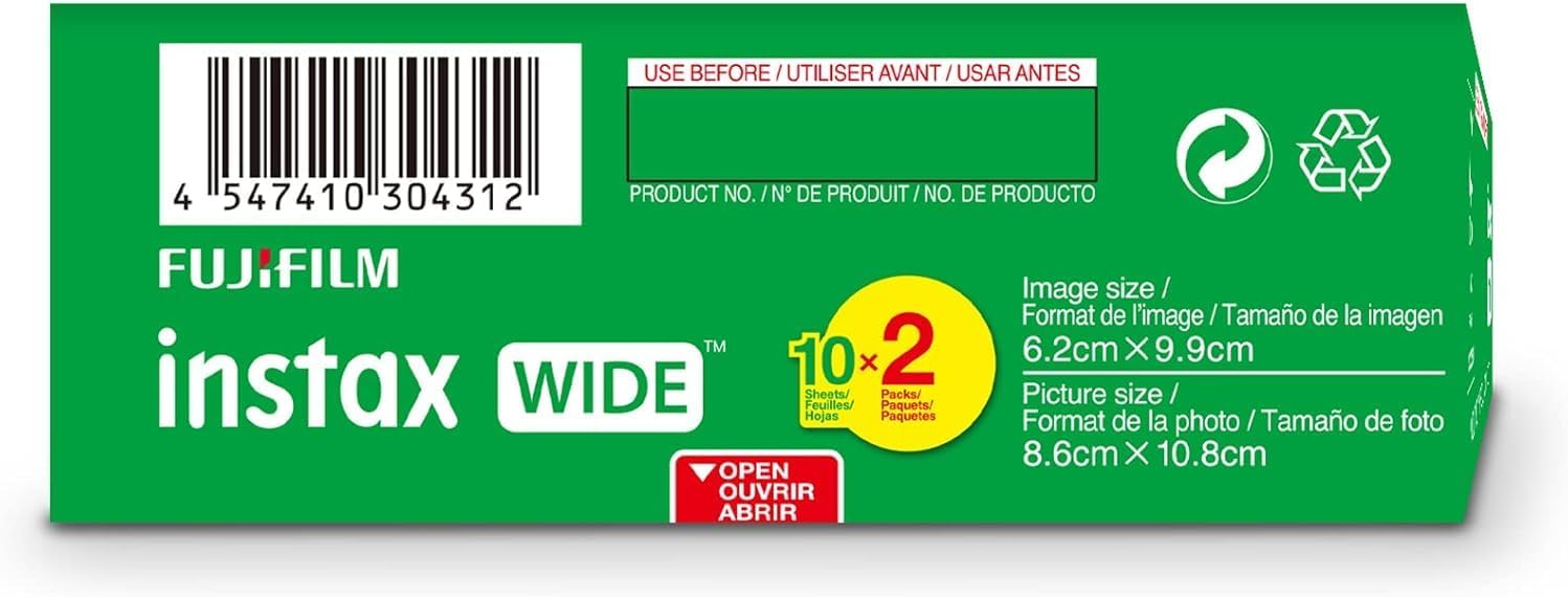 Fujifilm Instax Wide Instant Film Twin Pack with Sunshine Photo Microfiber Cloth... (5 Pack-100 Exposures)