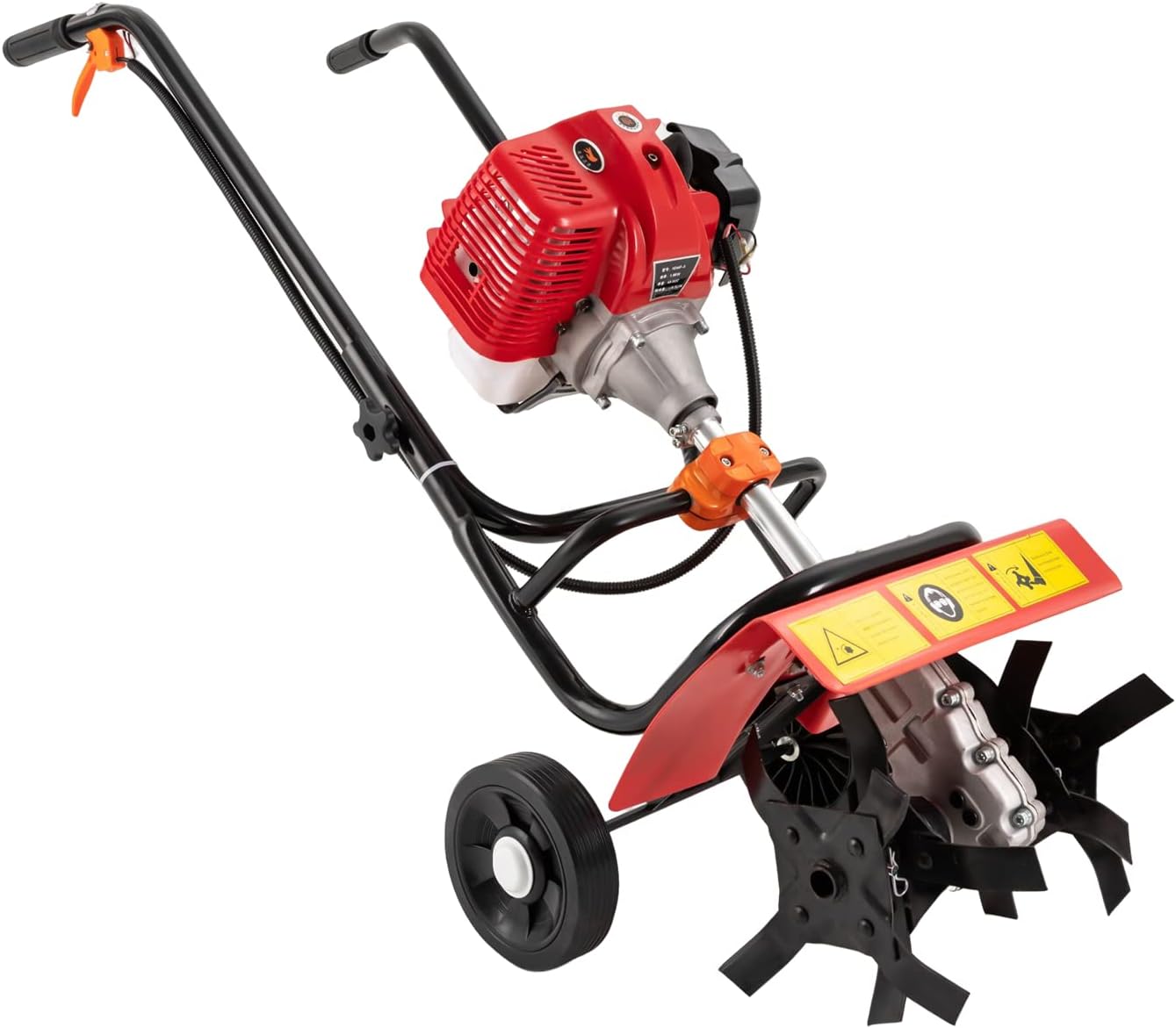 52CC 1900W Gas Powered Tiller, 2-Stroke Mini Hand Tiller with 14.17in Width, 6500-7000RPM Garden Cultivator for Soil Cultivation, Weed Removal, Small Farm, Backyard, Rotary Tiller