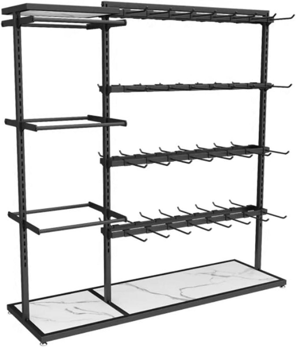 Retail Displays & Racks Clothing Store Underwear Shelf, Floor Standing Multi-layer Adjustable, Various Types of Socks, Boxed, Island Rack for Hanging Clothes(Black)