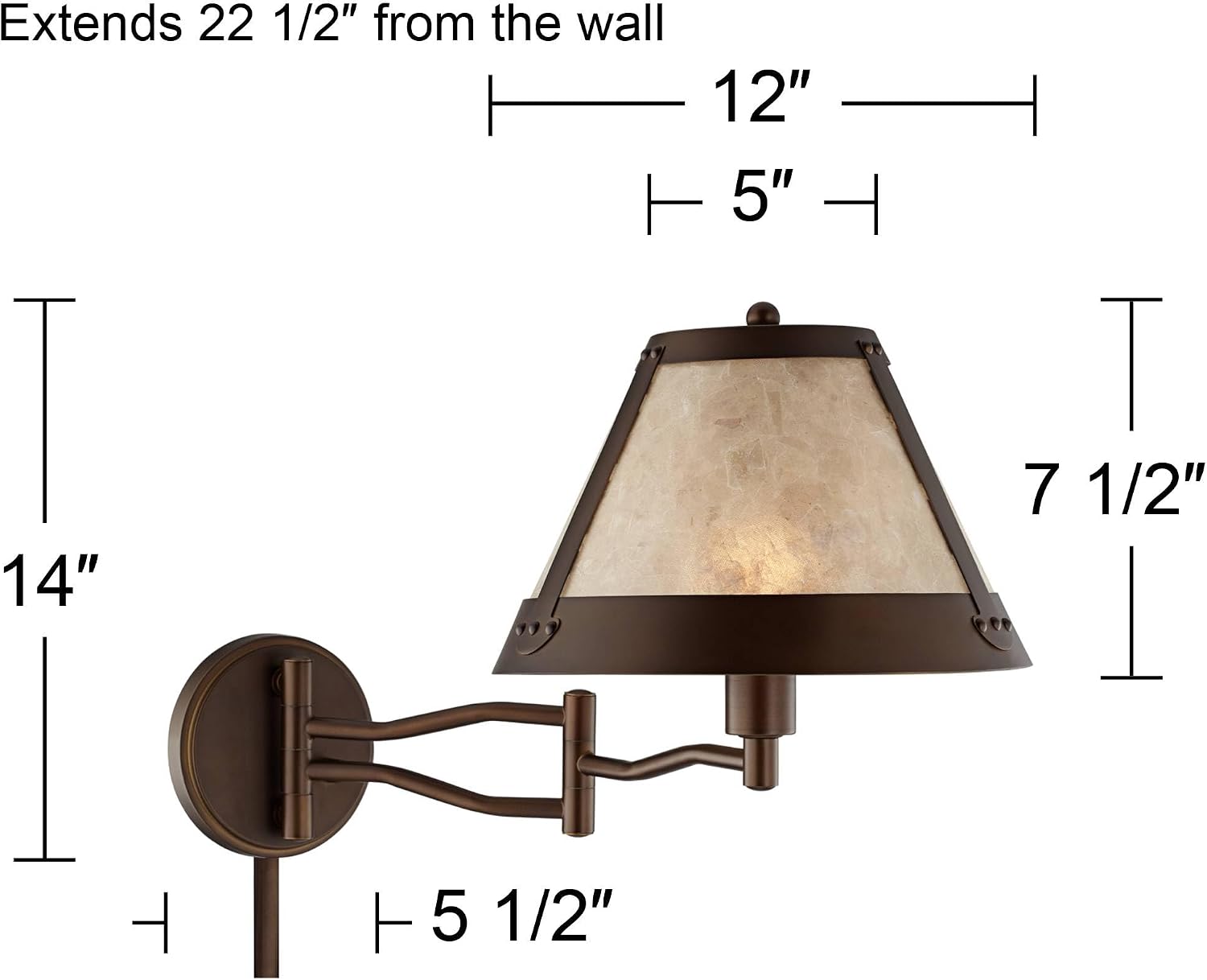 Franklin Iron Works Samuel Mica Shade Plug-in Swing Arm Wall Lamp with Cord Cover Set of 2