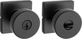 Kwikset Matte Black Keyed Entry Door Knob | SmartKey Security | Square Rose | Microban Protection | For Exterior Doors | Pack of 12