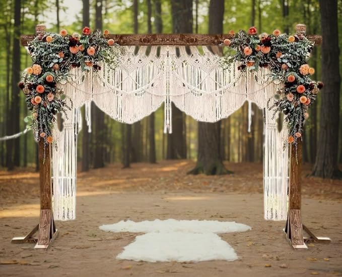 Macrame Wall Decor Hanging - Bohemian Home Geometric Art Decor - Macrame Curtain-Macrame Wedding Backdrop for Christmas & Decorations (W 100 X L 85)
