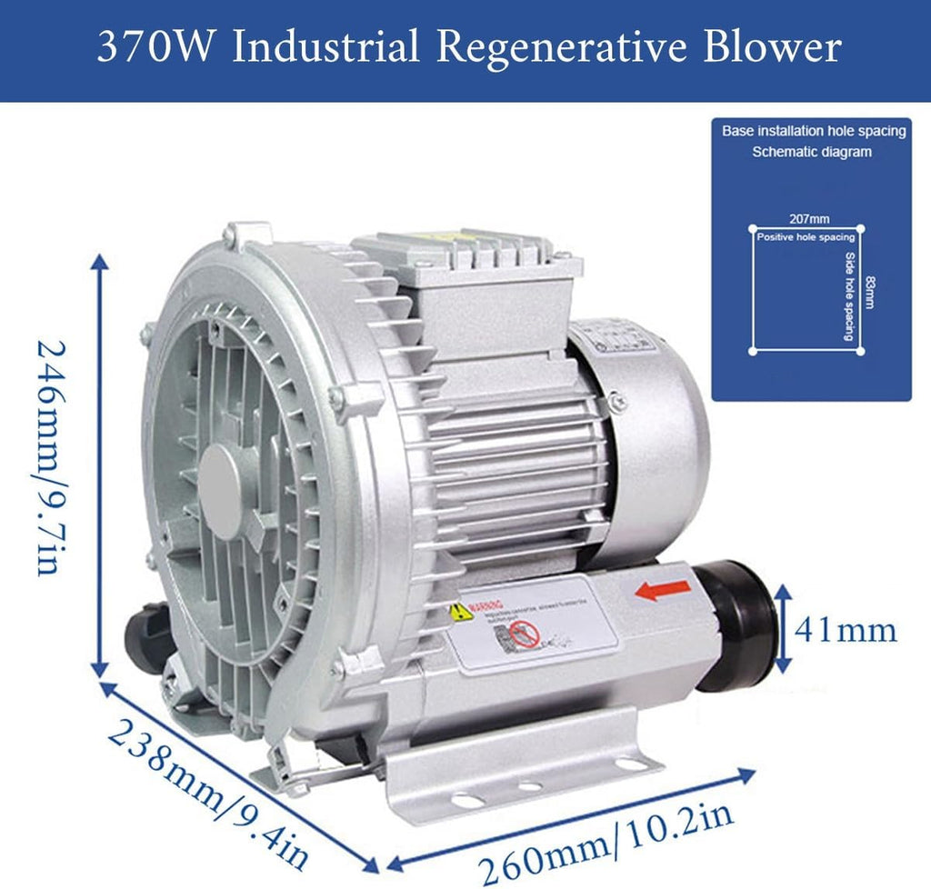 Industrial Blower Vortex Ring Blower Large Airflow Type fish pond aerator Regenerative Blower strong centrifugal fan High pressure Blower 110V 250/350/550W(370W)