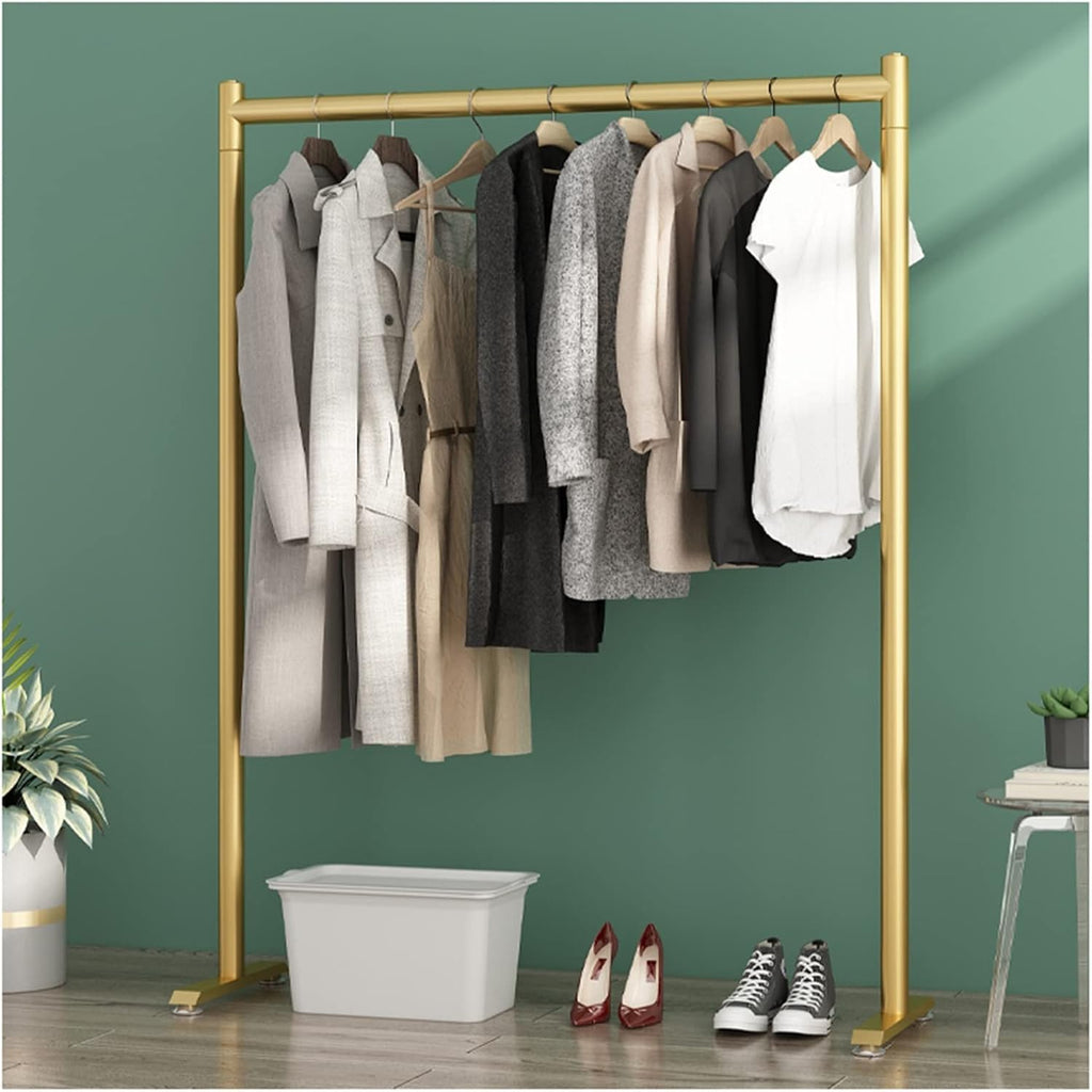 Generic Shoe Bench Coat Stand Rack Hanger Clothing Rack Metal Heavy Duty Garment Rail Standing Garment Rack For Hanging Clothes Retail Display Rack Hanging Clothes Rail For Entryway And Be, Gold