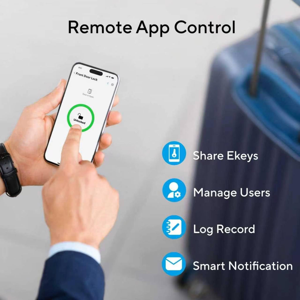 ULTRALOQ Latch 5 Smart Lock, World's First WiFi Smart Lever Lock, Auto-Lock, Touchscreen Digital Keypad, Fingerprint Door Handle for Home Front Door, Rental, Office, App Remote Control, Black