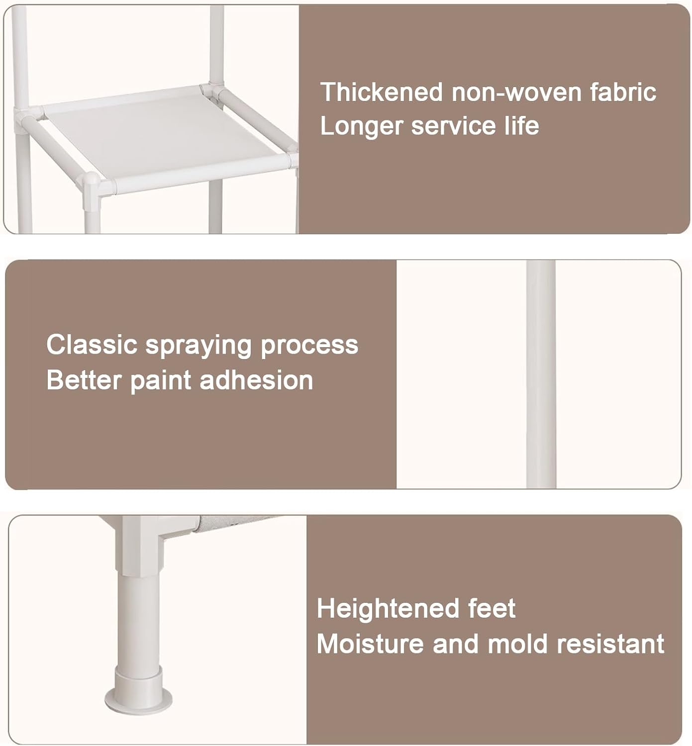 Coat Racks Free Standing,Garment Rack with Shelves,25mm Thicker Tube Diameter, Large Capacity Storage, with Double Shelves,can Be Used in The Bedroom,Entrance Hall,Living Room(White)