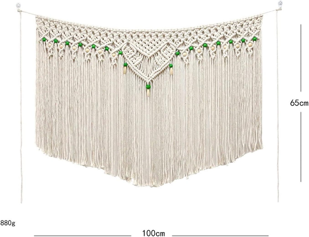 Tapestry Macrame Wall Hanging Tapestry Large Bohemian Wall Decor for Living Room Bedroom Kitchen (Beige 100x65cm)