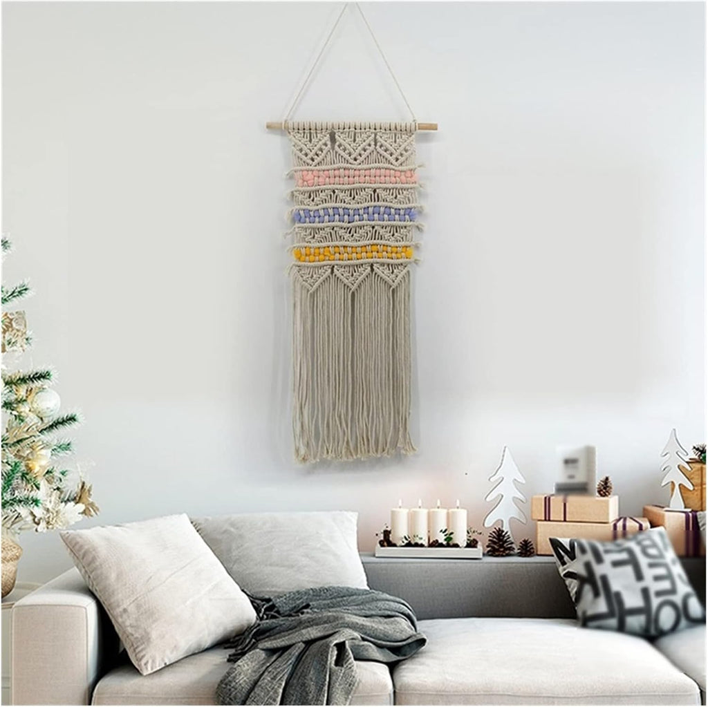 Tapestry Macrame Wall Hanging Tapestry Wedding Backdrop Decoration Bohemian Tassel Tapestry (OneColor)