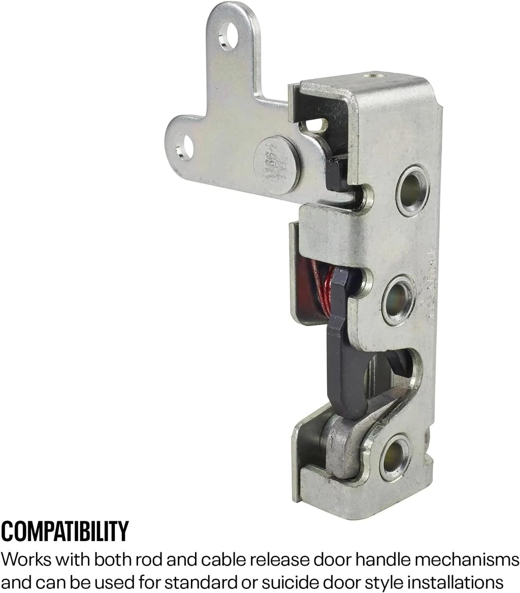 Speedway Motors Universal Slim Line Bear Jaw Complete Door Latch Kit Includes Left and Right Latches Mounting Plates Striker Pins Cage Nut Plates for Street Rods
