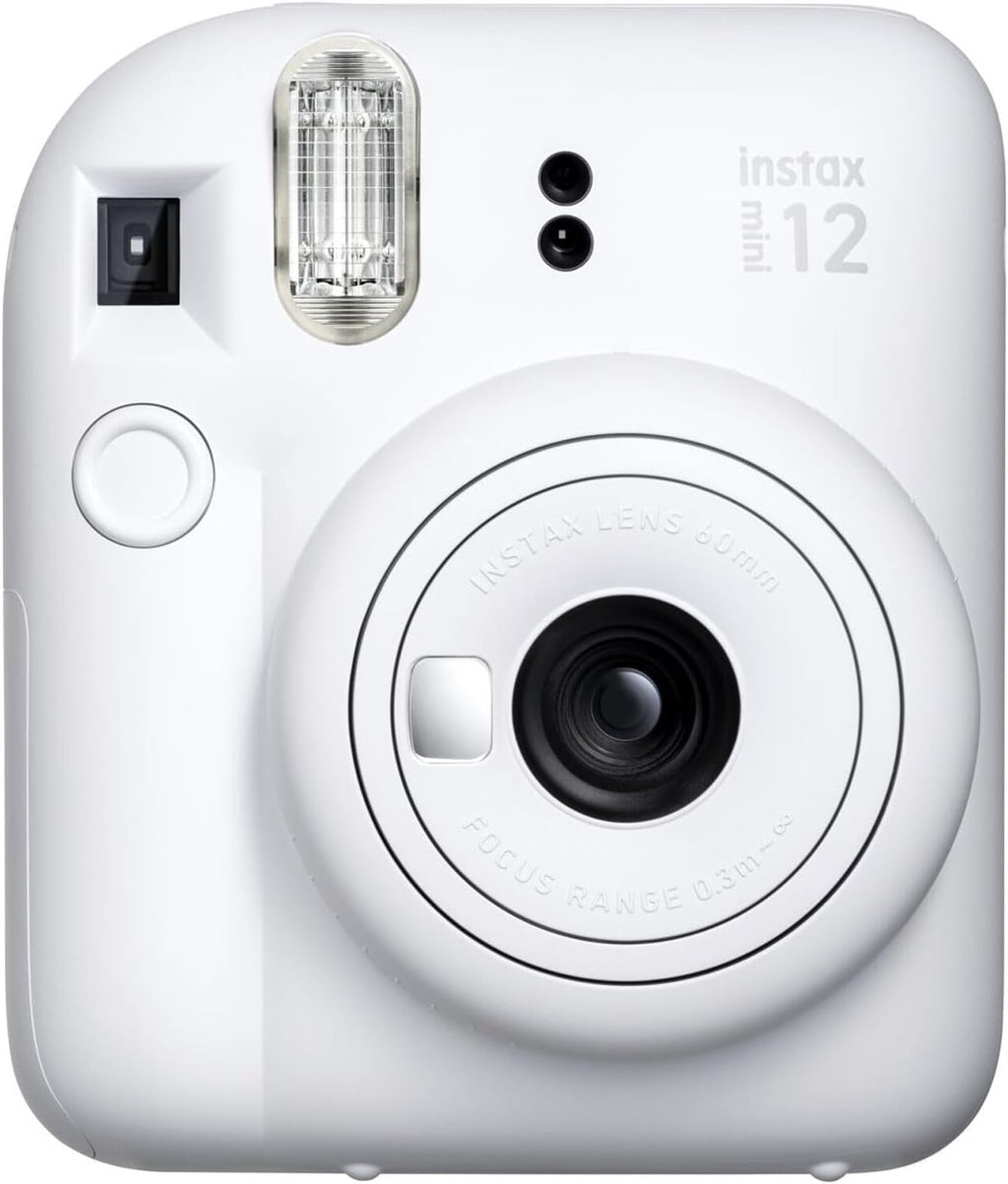 FUJIFILM INSTAX MINI 12 Film Camera Clay White Bundle with Instant Film 20 Photo Sheets with Camera Case and Accessories Ideal Gift for Kids, Teenage Girl & Adults