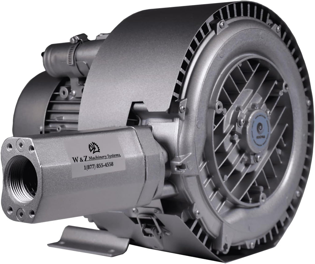 1.75 Hp Industrial Regenerative Blower 220V/1Phase, 85CFM, 104' H2O Press. Goorui-USA GHBH 1D7 12 2R3