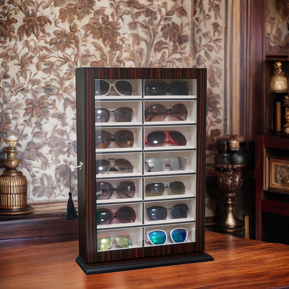 TIMELYBUYS Large Eyeglass Sunglass Glasses Display Case Storage Box Organizer