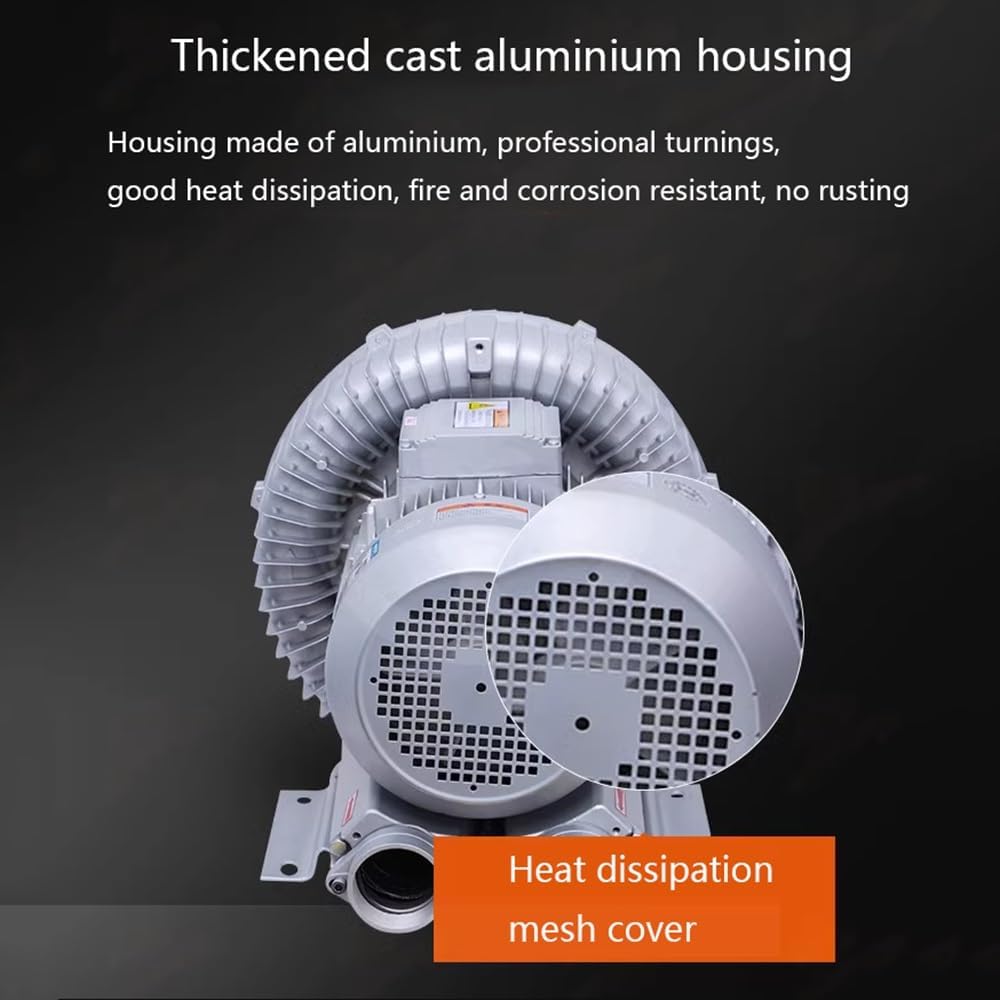 110V Regenerative Blower Single Phase, Vortex Ring Blower Industrial Vacuum Pump 0.16HP 0.24HP 0.33HP 0.47HP for Air Blowing Or Suction(370W/0.5HP)
