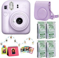 Fujifilm Instax Mini 12 Instant Camera Accessory Kit (Lilac Purple) with Instax Mini Film - Foil Pack (4 Pack), Instax Mini Accessory Kit & Case