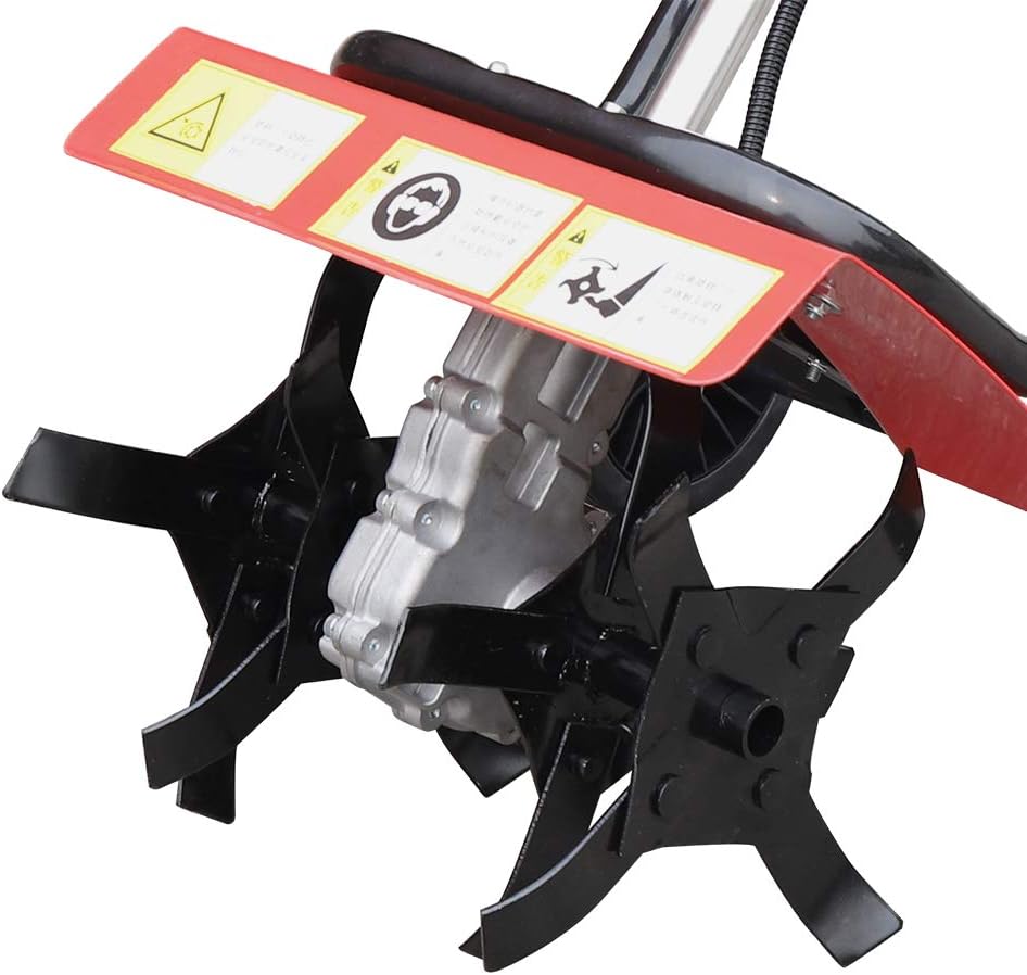 Garden Tiller Cultivator, Powerful 52cc Gas Powered Small Rototillers Air-Cooled 2 Stroke Engine Garden Yard Tilling Tool 9.5' Blade