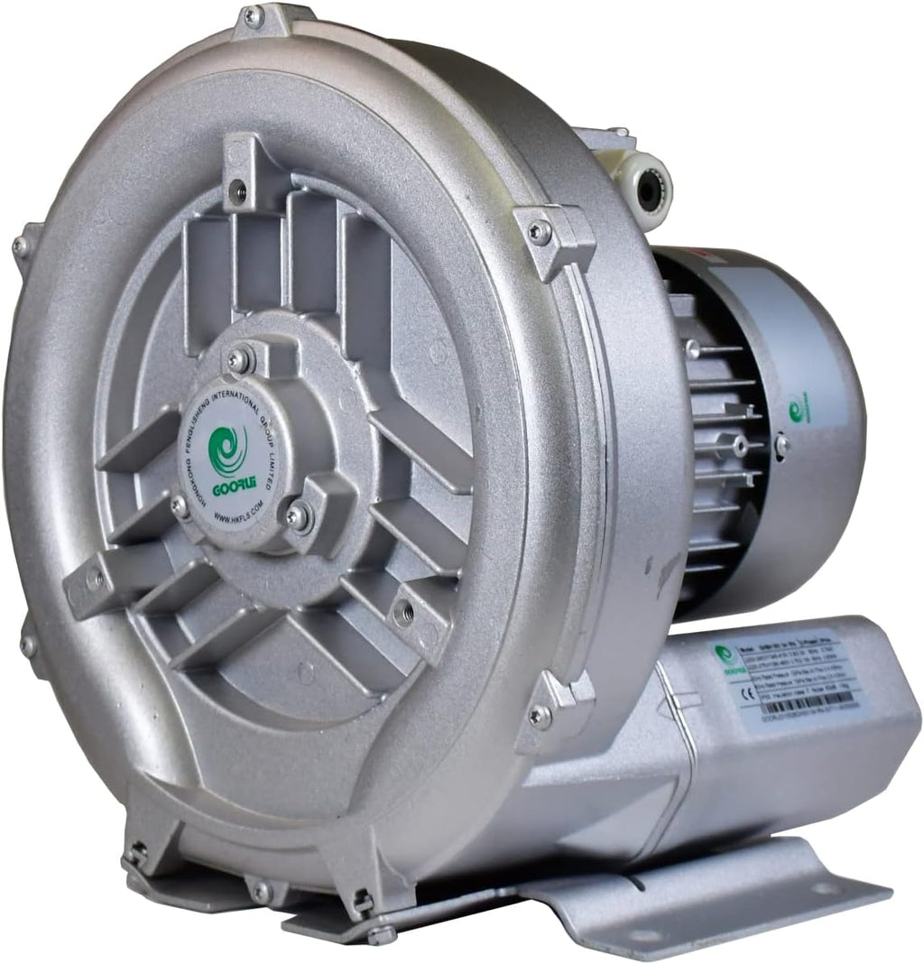 2 Hp Regenerative Blower, 220V-480V 3Phase, 150CFM, 56' H2O Press. Goorui-USA GHBH 1D7 34 1R5