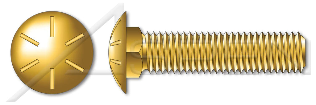 (2500 pcs) 1/4'-20 X 5/8', Carriage Bolts, Round Head, Square Neck, Full Thread, Grade 8 Steel, Yellow Zinc