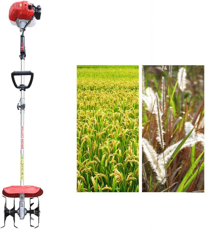 42.7CC Gas Tiller Soil Cultivator Tilling Tool Yard Garden Farm Tiller,2-Stroke Gas Powered Engine Machine,Hand-held Tiller Cultivator Garden Yard Tilling Tool 1.25kw 6500 RPM