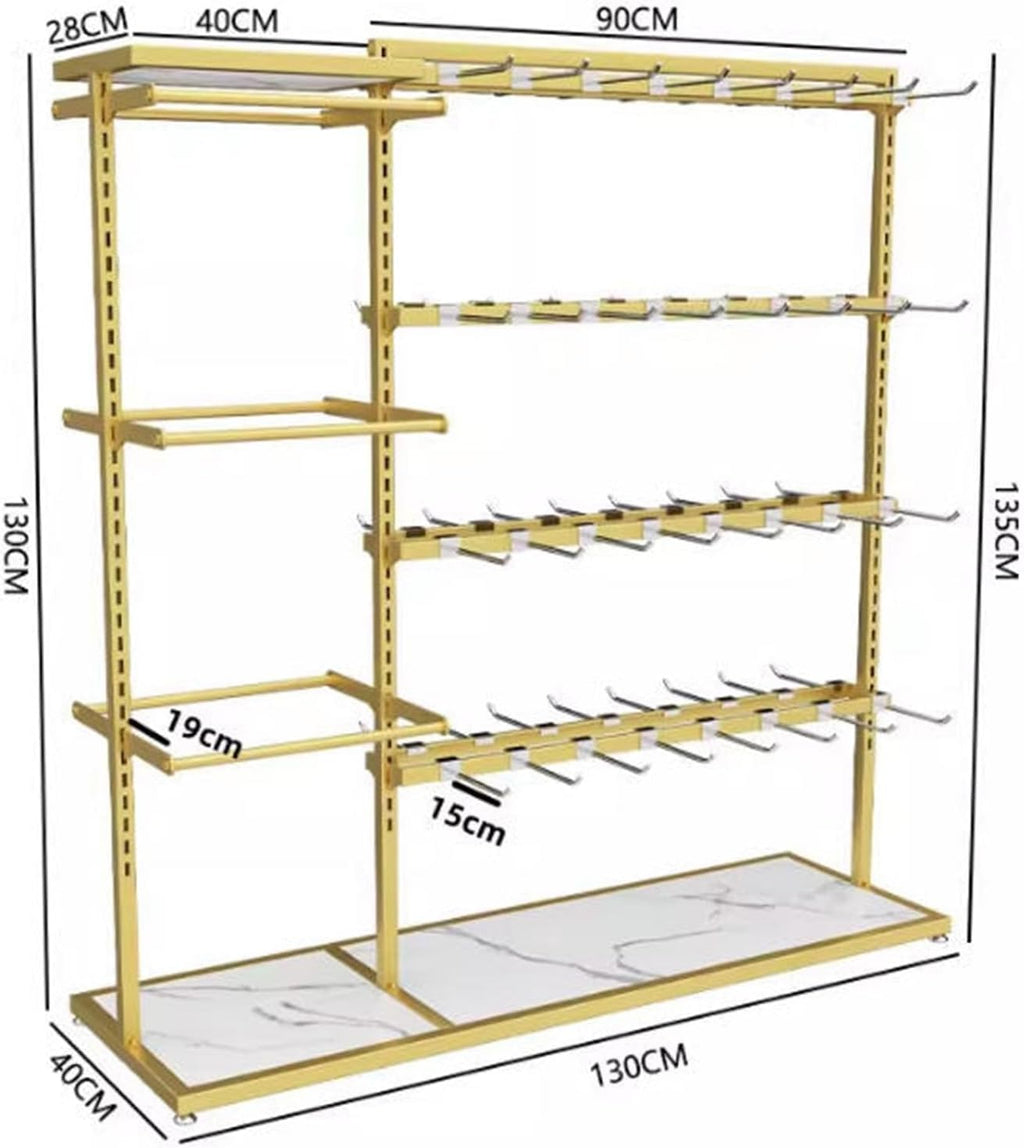 Retail Displays & Racks Clothing Store Underwear Shelf, Floor Standing Multi-layer Adjustable, Various Types of Socks, Boxed, Island Rack for Hanging Clothes(Silver)
