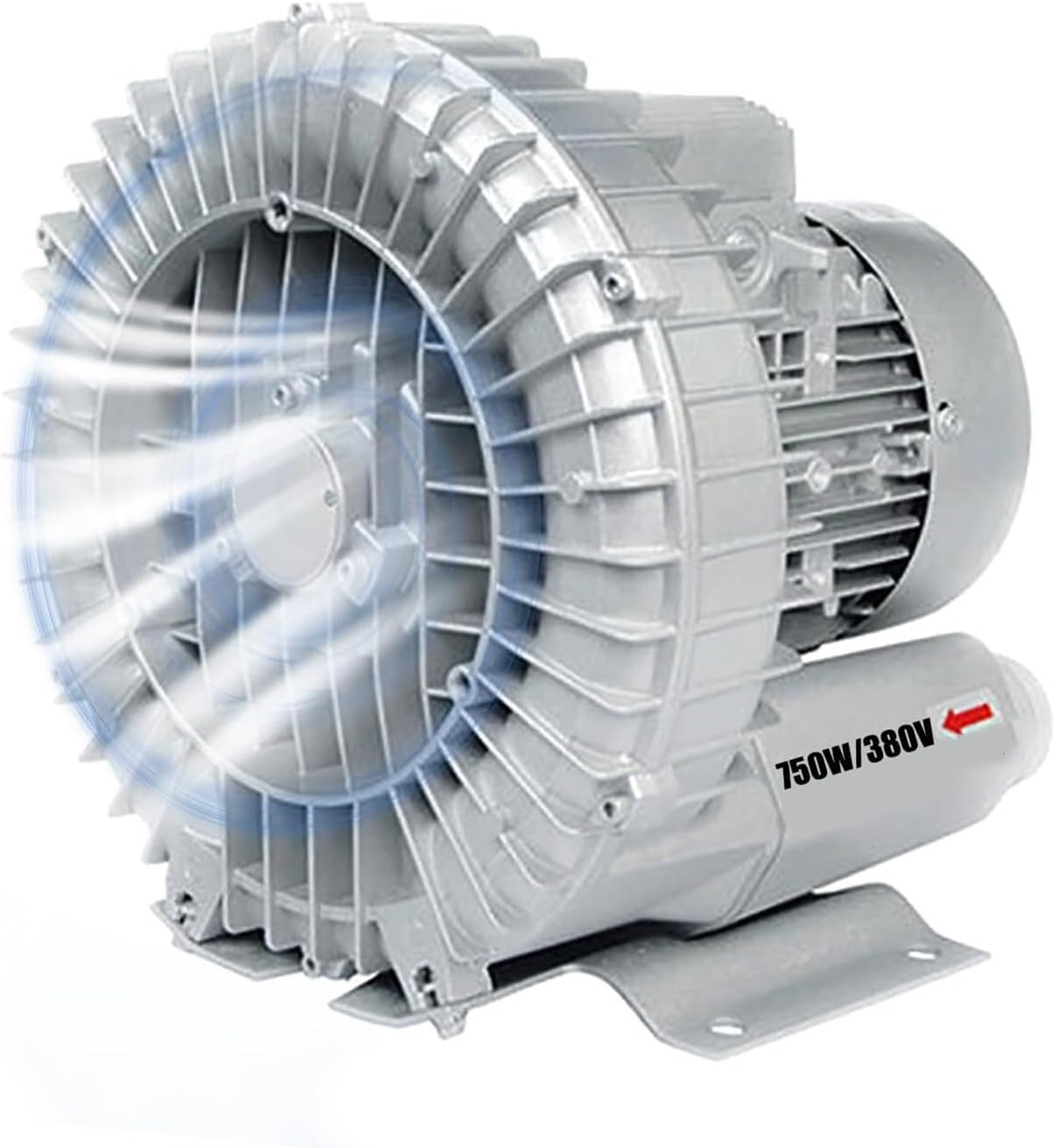 High-Pressure Vortex Ring Blower 750W 480V Three-Phase Regenerative Blower for Industrial Use, Textile & Fish Pond Aeration, Heavy-Duty Air Pump