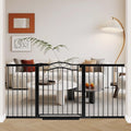 Fairy Baby 68.2'-70.8' Extra Wide Baby Gate with Door, 69 70 Inches Walk THR Baby Gates for Stairs Pressure Mounted no Drill, Indoor Tension Metal Child Pet Dog Safety Gate for Kids, Black