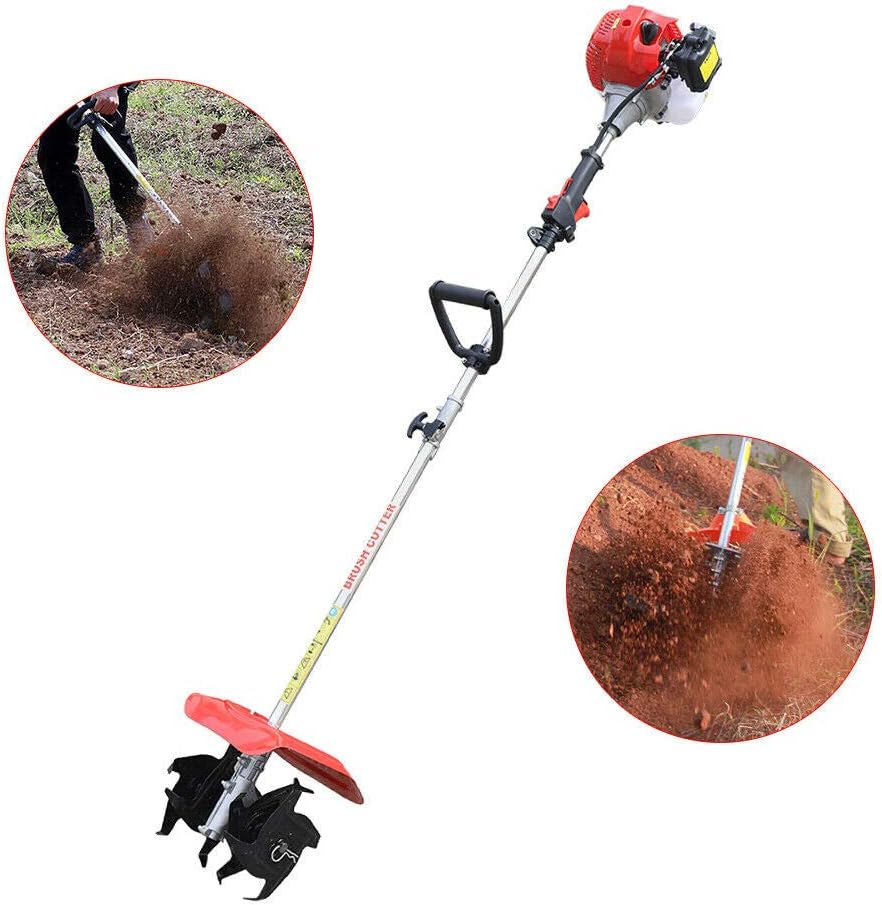 42.7CC 2-Stroke Garden Tiller/Cultivator, Hand-held Cultivator, Gas Powered Rototiller, Rotary Mini Cultivator Machine, Lightweight & Easy to Carry, Rototiller for Lawn,Yard,Soil Cultivation