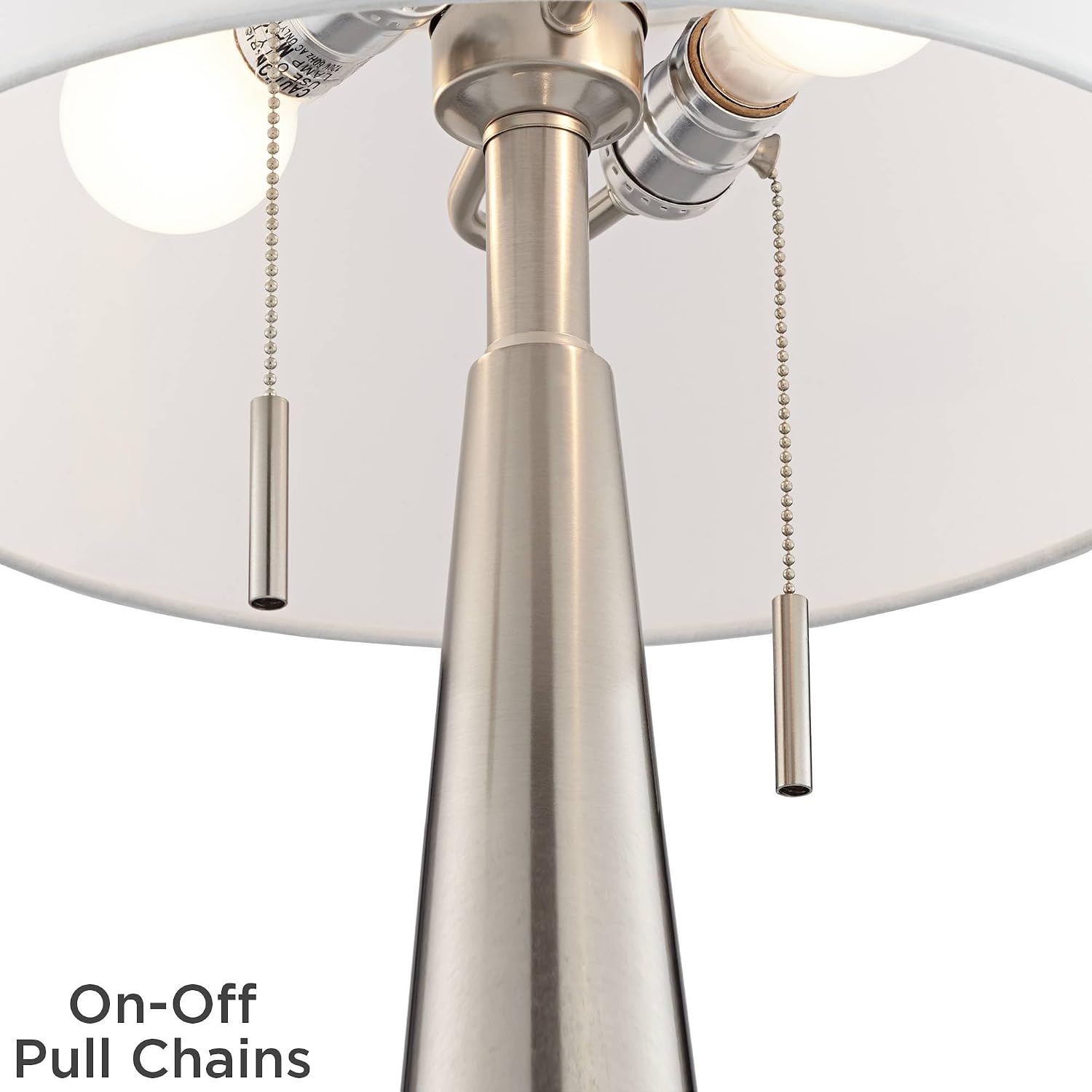 Possini Euro Design Vicki Modern Accent Table Lamps 23' High Set of 2 with USB Charging Port Brushed Nickel Gray Faux Silk Drum Shade for Living Room Desk Bedroom House Bedside Nightstand Home