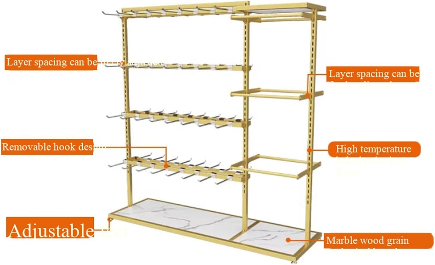 Retail Displays & Racks Clothing Store Underwear Shelf, Floor Standing Multi-layer Adjustable, Various Types of Socks, Boxed, Island Rack for Hanging Clothes(Black)