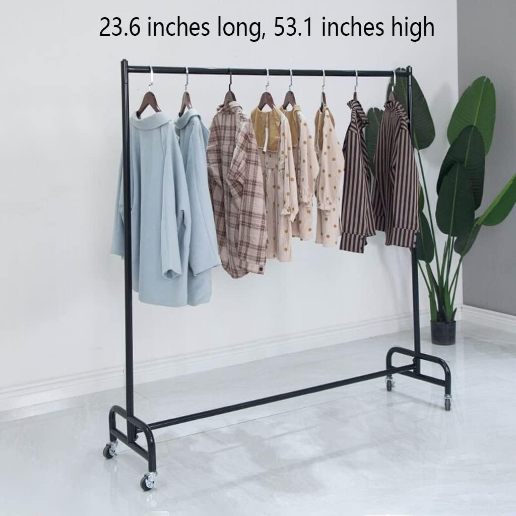 Heavy Duty Rolling Garment Rack,Hanging Clothes Organizer Rail for Display and Storage,23.6x53.1Inches Standard Clothing Garment Rack- Black (A)