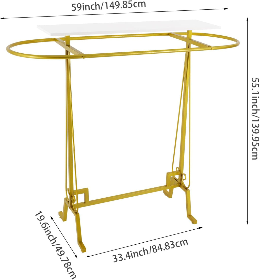 Gold Modern Clothing Display Stand Heavy Duty Commercial Clothes Hanging Rack, 110 lbs Freestanding Garment Rack with Shelf for Store, Boutique, Home