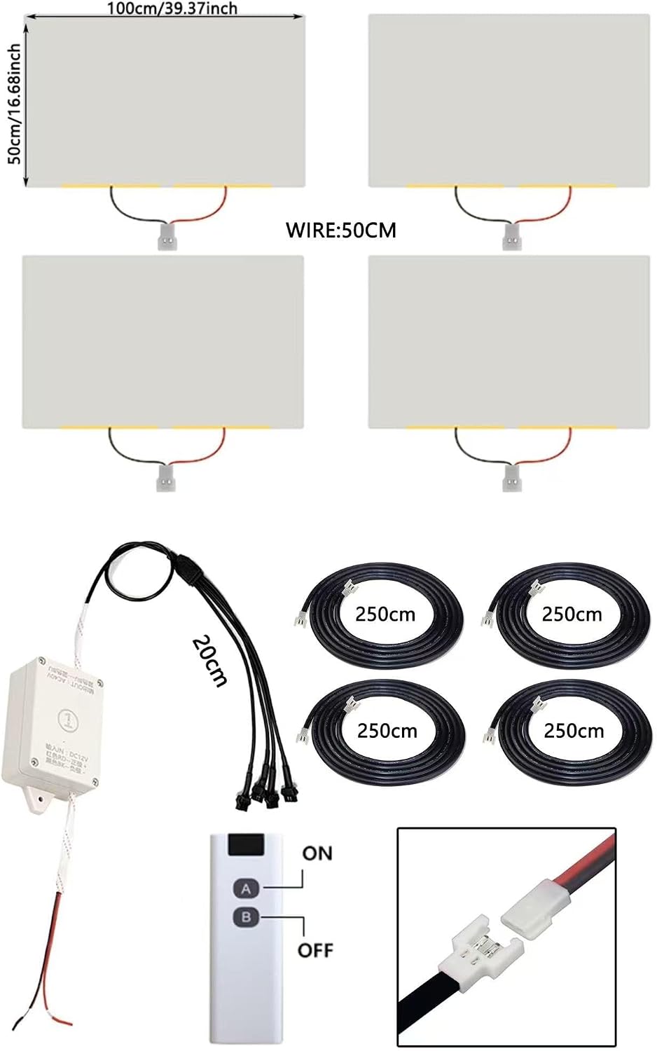 Universal Smart Tint 4-Pcs Smart Car Window Film, Individual Remote Control for Each Window (39.37'x16.68'/Sheet), Instant Clear to Gray, UV & Heat Block, DIY Install