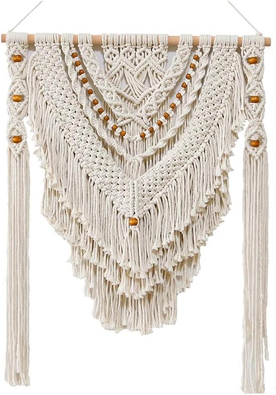 Tapestry Macrame Wall Hanging Tapestry Bohemian Geometric Bedside Porch Home Wall Decor Tassel Handmade Tapestry (Beige)