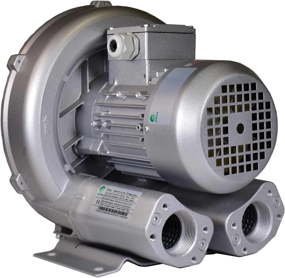 2 Hp Regenerative Blower, 220V-480V 3Phase, 150CFM, 56' H2O Press. Goorui-USA GHBH 1D7 34 1R5