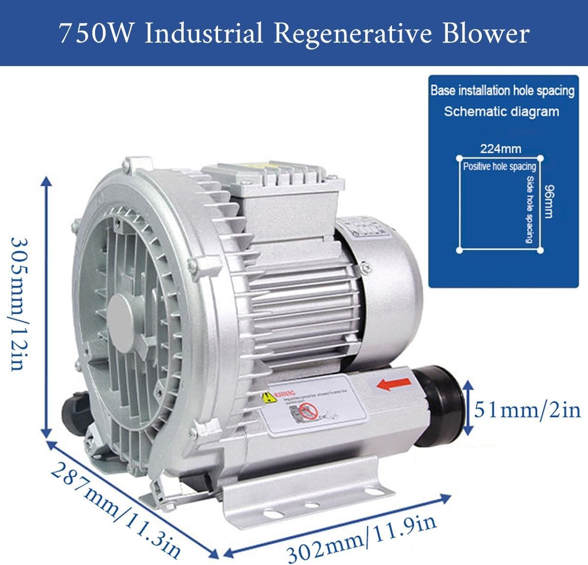 Industrial Blower Vortex Ring Blower Large Airflow Type fish pond aerator Regenerative Blower strong centrifugal fan High pressure Blower 110V 250/350/550W(750W)