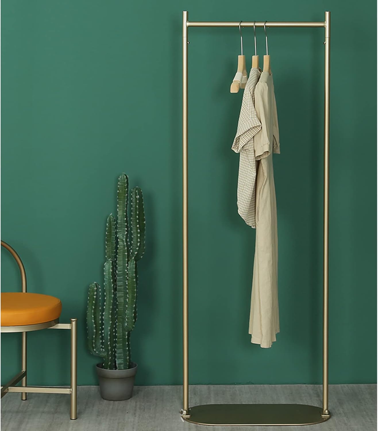Garment Rack Freestanding Coat Rack with Shoe Rack Heavy Duty Metal Garment Rack for Hanging Clothes Bedroom Living Room Clothes Organizing Space Saving Clothing Rack,Gold,60x30x160CM